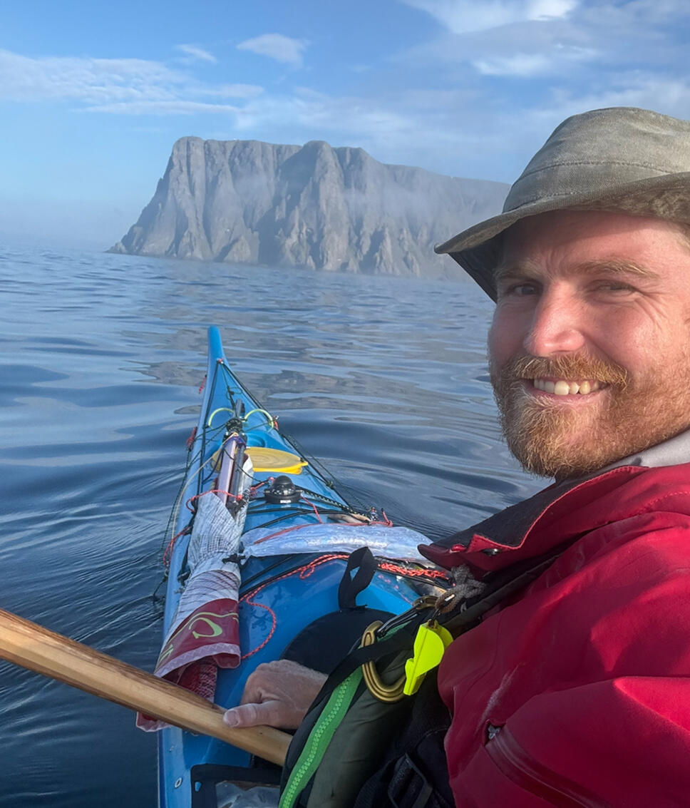 Me arriving at Nordkapp, Finnmark, Northern Norway, after a month long trip paddling from Bodø
